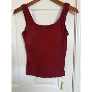 OGL Tank Top Womens XS Burnt Orange Red Athletic Built in Bra Fitted Stretch